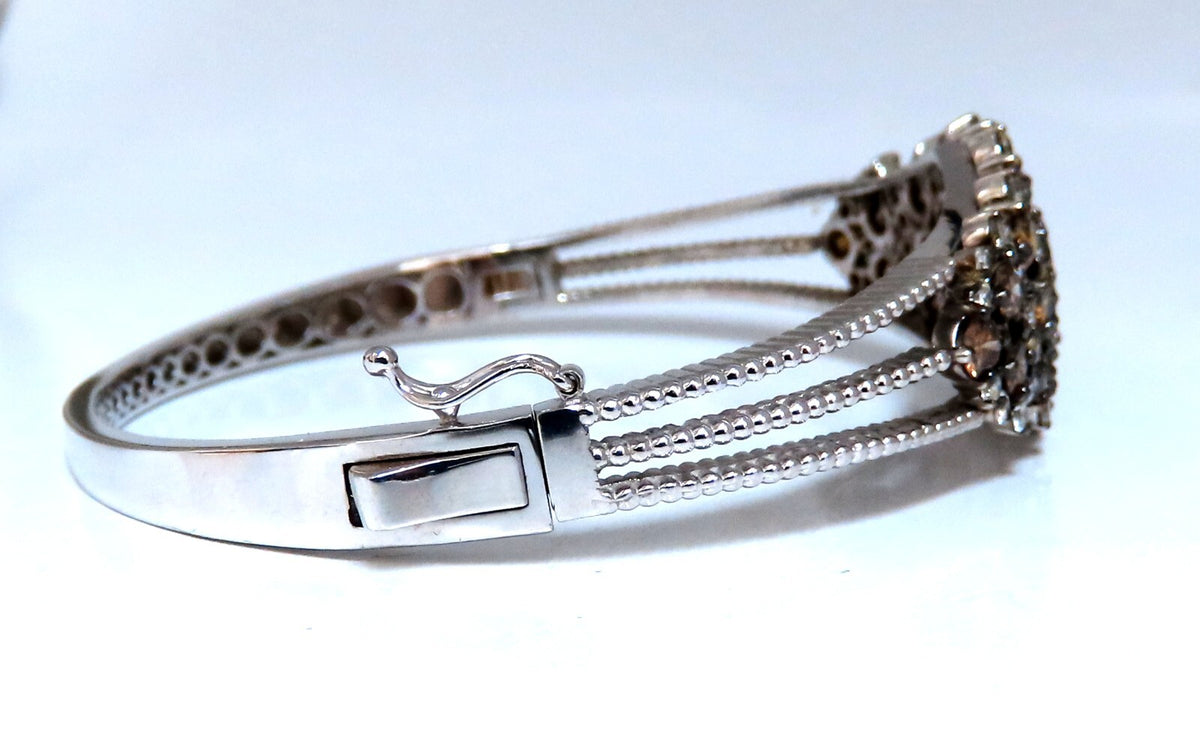 Natural Fancy Brown Diamonds Wide Cluster Bangle Bracelet 14kt *v