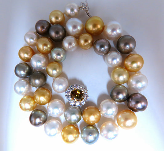GIA certified Natural Multicolor Tahitian Saltwater Pearls necklace 11.7m 14k *v