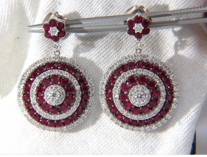 9.74ct Natural Ruby Diamond Dangling Earrings 18kt Roulette Bullseye 12323 *v