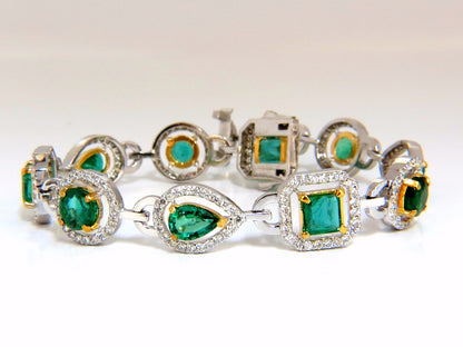 10.62ct natural emeralds diamond halo bracelet 14kt *v