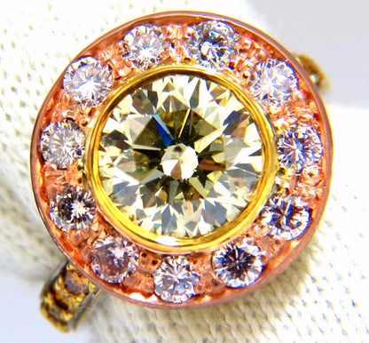 GIA certified 3.67ct Fancy Round Natural Diamond ring circular flush deck*v
