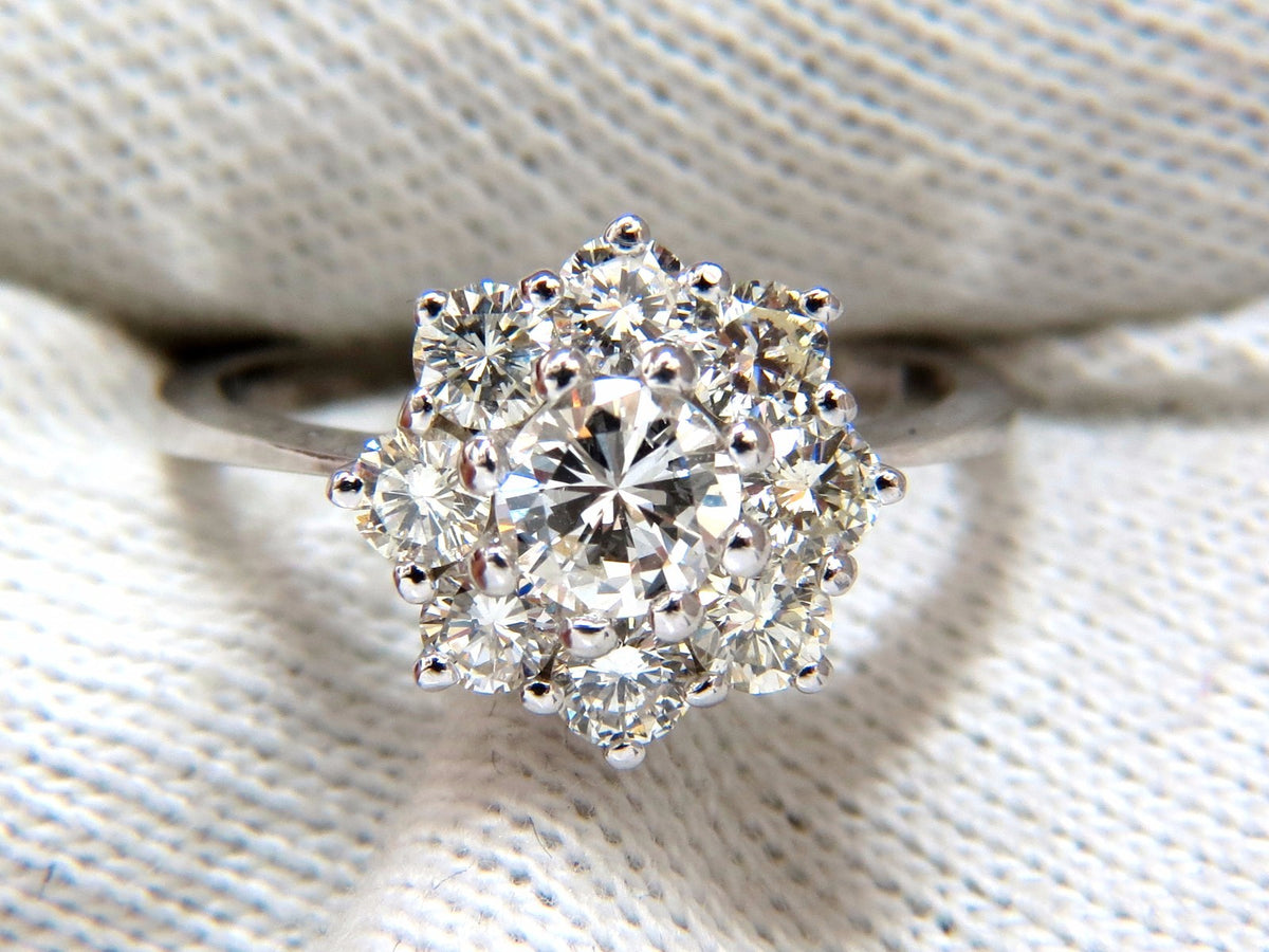 1.40ct natural diamonds raised cluster ring 14kt gold *v