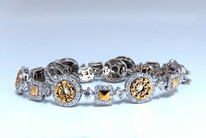 2.71ct Natural Round Diamonds Bracelet Alternated Pyramid Cut Link 18kt *v