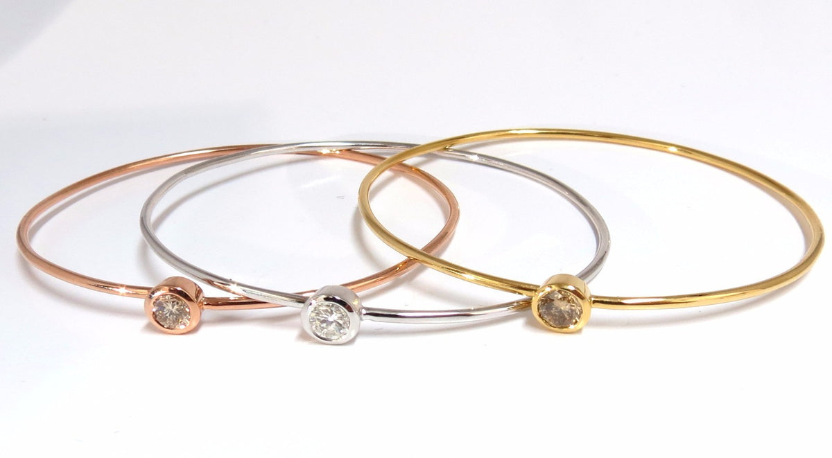 1.18CT Stackable Bangles Diamonds Bracelet 14KT Fancy Color Mod Interlock *v