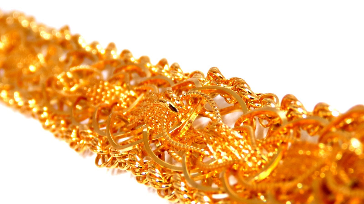 14kt Gold Rope & Tassel Vintage Hand Intricate Bracelet *v