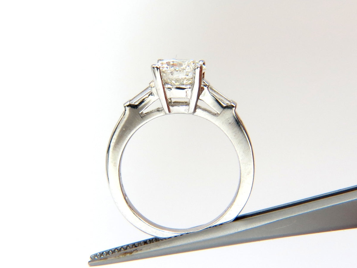GIA 1.51ct. Round Brilliant Excellent cut diamond .30ct baguette ring Platinum*v
