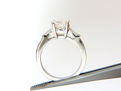 GIA 1.51ct. Round Brilliant Excellent cut diamond .30ct baguette ring Platinum*v