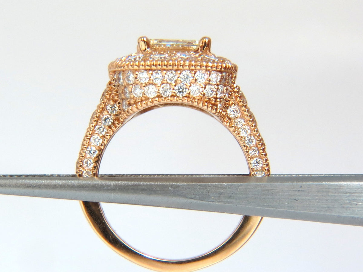 GIA CERTIFIED 5.37CT EMERALD CUT NATURAL DIAMOND RING 18KT HALO CLUSTER *v