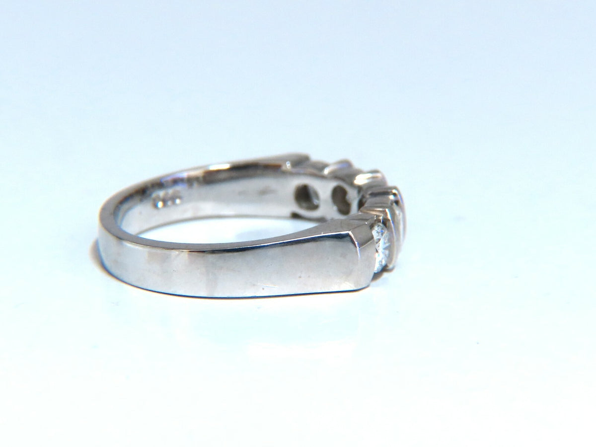 .75ct Natural Round Diamonds Channel Bar Ring 14kt *v