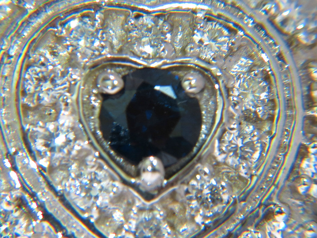 1.25CT NATURAL SAPPHIRE DIAMOND CLUSTER NECKLACE 14KT *v