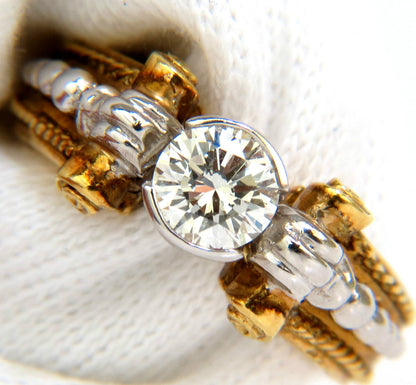 18KT .73CT ROUND BRILLIANT NATURAL DIAMOND RING GILT DECO H/VS *v