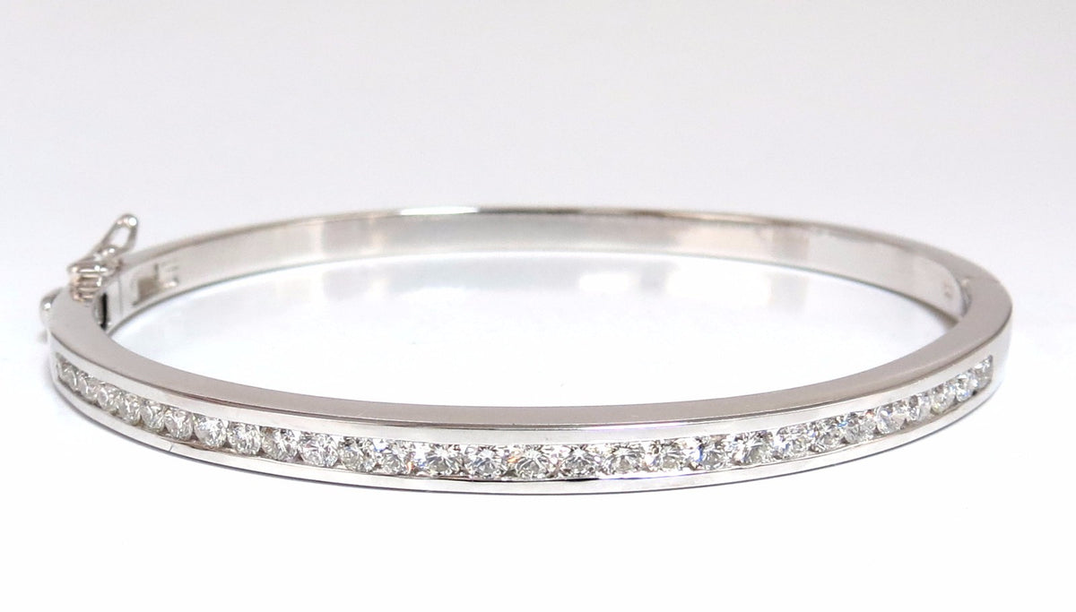 1.30ct natural round diamonds bangle bracelet g/vs  channel 14kt *v
