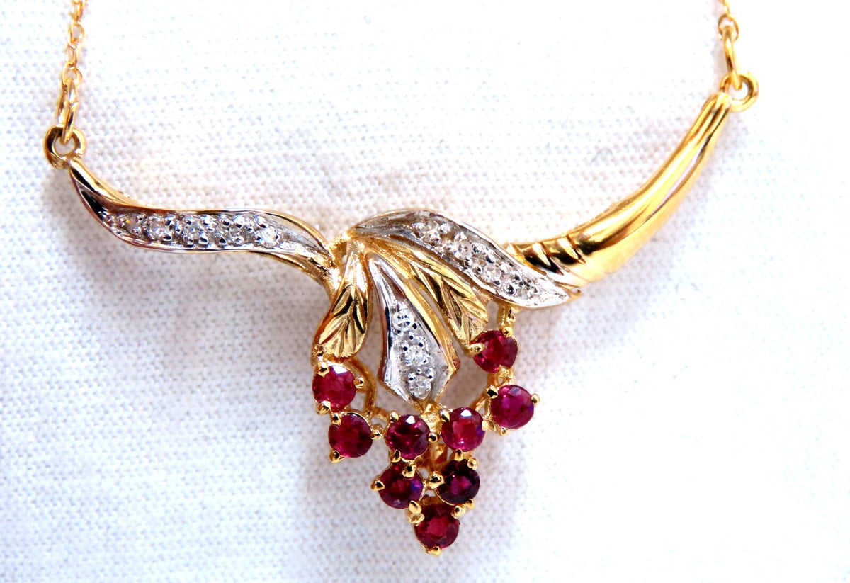 .50ct Natural Ruby Diamonds Necklace 14kt Traditional *v