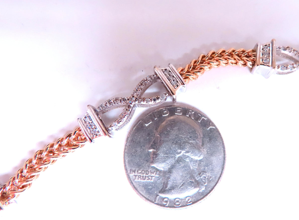 0.60ct natural diamonds x link bracelet 14kt gold 12462 *v