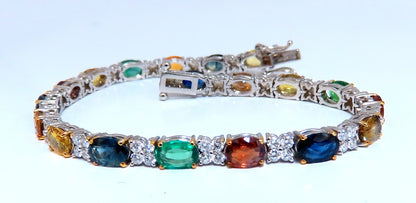 10ct Natural Sapphire Emerald Green Garnet Diamond Tennis Bracelet 14kt gold *v