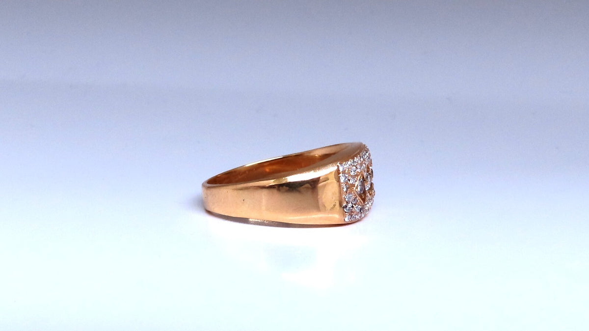 .60ct Natural round diamond mens ring 14kt gold pinky *v