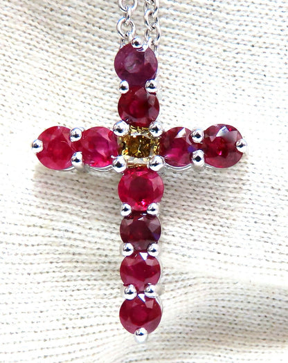 5.73ct Natural Ruby Fancy Color Yellow Green Diamond Cross 14 Karat *v