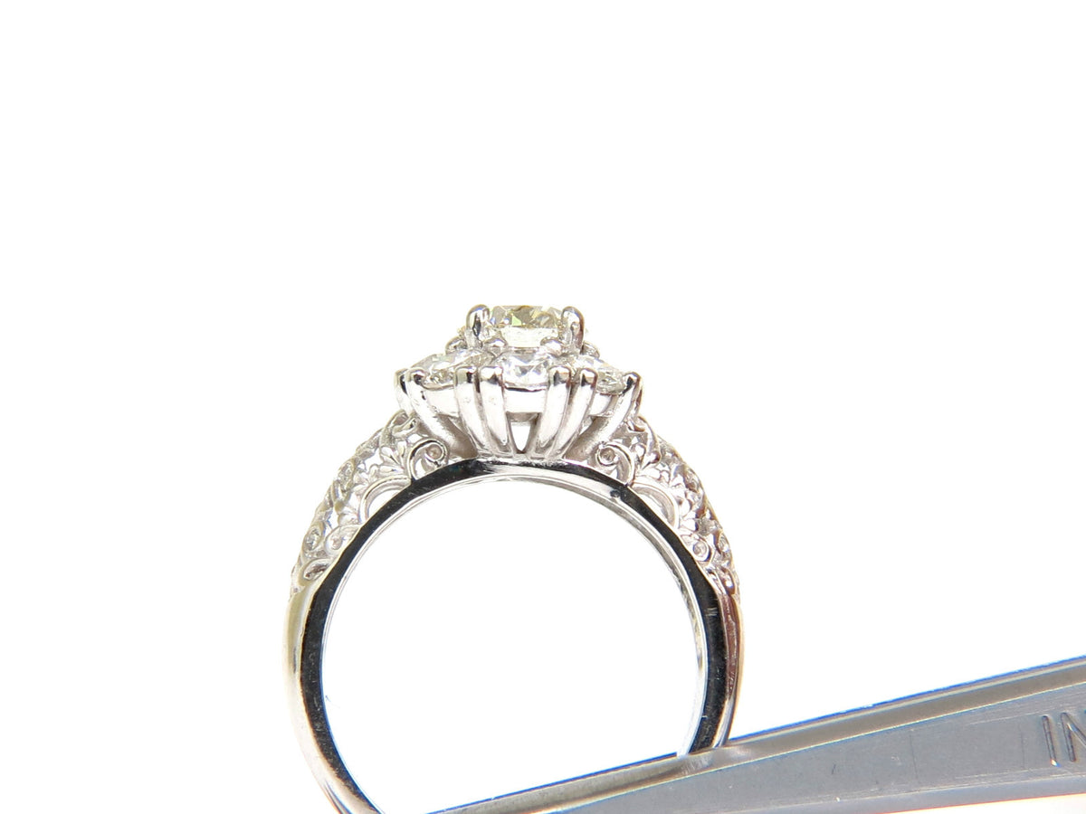 3D GILT 2.06CT CLUSTER NATURAL DIAMOND RING GOLD 14KT VS *v
