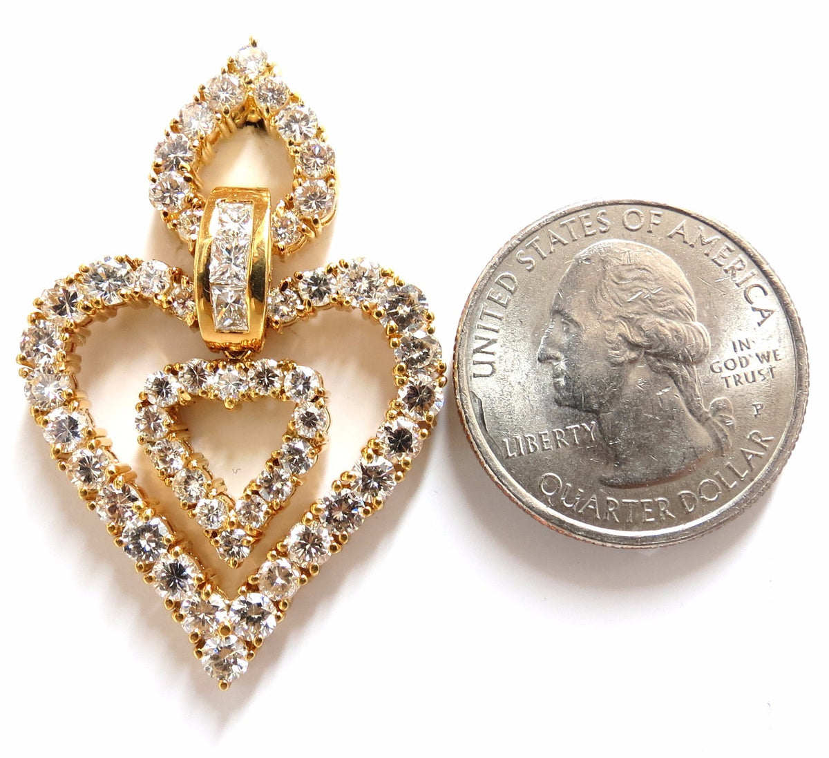 10.00ct natural baguette & rounds diamond heart dangle earrings 18kt huge**