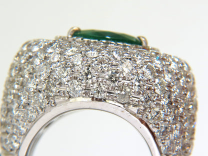 17.60CT 18K GOLD NATURAL FINE GREEN EMERALD DIAMOND 3D DOME RING *v