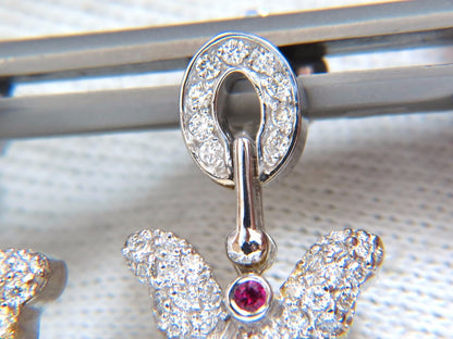 1.70CT NATURAL OVAL BRIGHT RED RUBY DIAMOND DANGLE BUTTERFLY EARRINGS 14KT *v