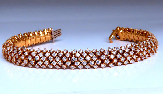 Estate 10ct Natural Round Diamonds Dome Bracelet 18kt Gold 12363 *v