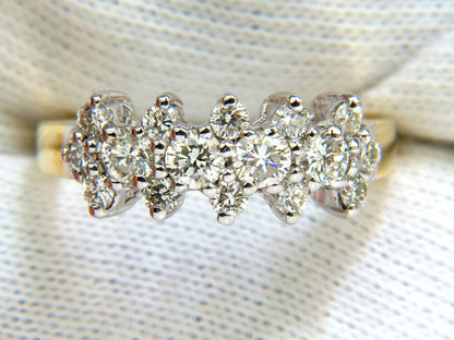 18KT GOLD 1.00CT NATURAL DIAMONDS CLUSTER BAND RING EXCELLENT CUTS *v