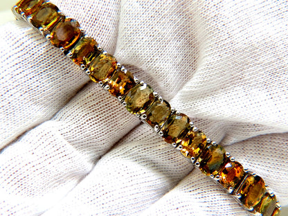 33.00ct. NATURAL GEM YELLOW GREEN ORANGE COLOR SAPPHIRES TENNIS BRACELET 14kt *v