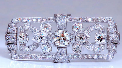 GIA Certified Natural Diamond Vintage Deco Pin Brooch Platinum 12418 *v
