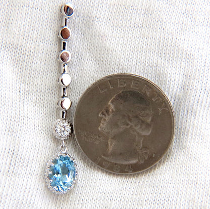 2.60ct natural aquamarines diamonds dangle earrings 14kt *v