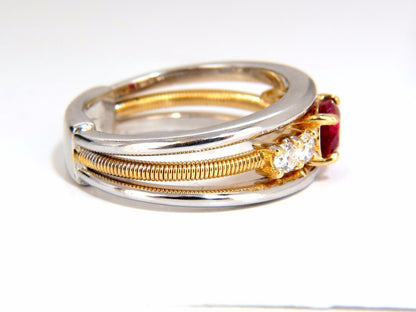 GIA Certified 1.30ct natural vivid red Burma ruby diamonds ring 18kt coil wrap*v
