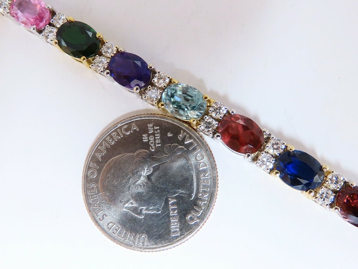26.50ct Natural Emeralds Aquamarines Red Tourmaline Bracelet 14 Karat Gemline *v