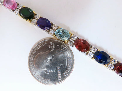 26.50ct Natural Emeralds Aquamarines Red Tourmaline Bracelet 14 Karat Gemline *v