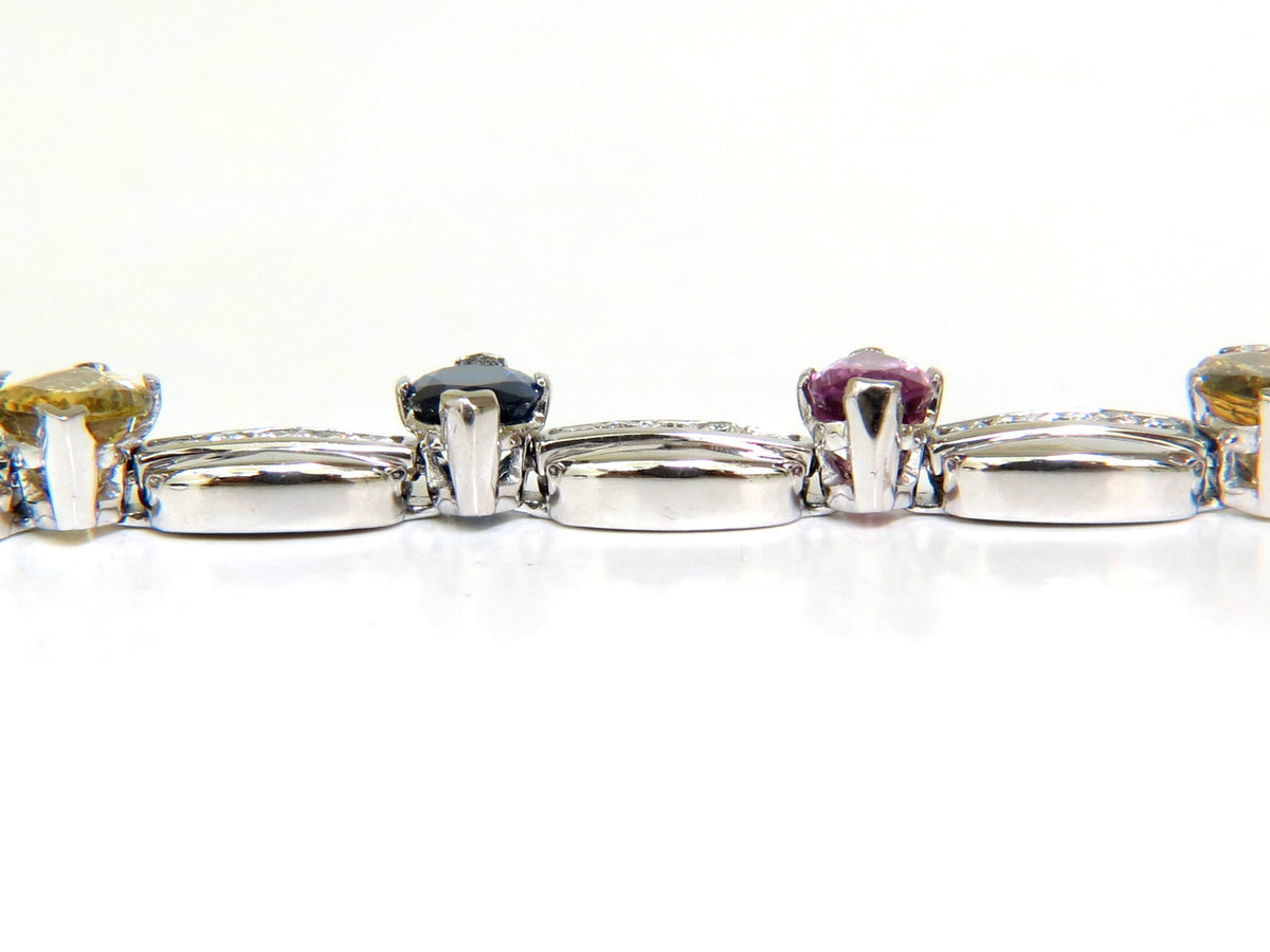 8.25CT NATURAL FINE GEM VIVID COLORS SAPPHIRE DIAMOND BRACELET 14KT *v