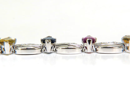 8.25CT NATURAL FINE GEM VIVID COLORS SAPPHIRE DIAMOND BRACELET 14KT *v