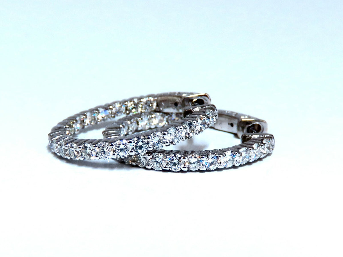 2.20ct Natural Diamond Hoop Earrings 14kt White Gold -1 inch *v