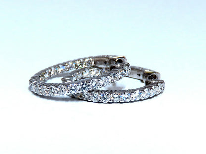 2.20ct Natural Diamond Hoop Earrings 14kt White Gold -1 inch *v