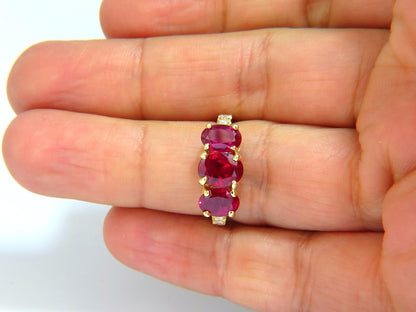 GIA Certified 4.94ct natural vivid red Burma ruby diamonds ring 18kt*v