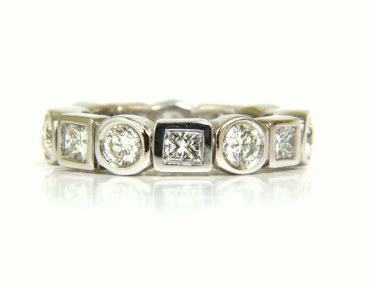 2.80CT NATURAL ROUNDS PRINCESS DIAMONDS ETERNITY BAND PLATINUM FLUSH DURABLE *v