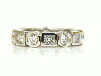 2.80CT NATURAL ROUNDS PRINCESS DIAMONDS ETERNITY BAND PLATINUM FLUSH DURABLE *v