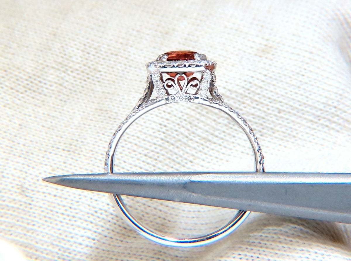 GIA Certified 1.21ct Natural Red Orange No Heat Sapphire Diamonds Ring 18kt *v