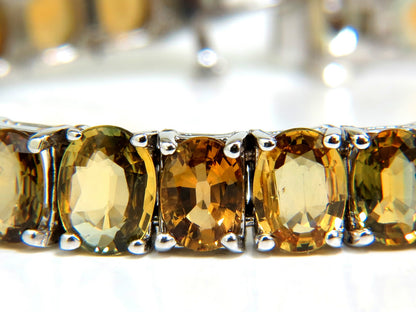 33.00ct. NATURAL GEM YELLOW GREEN ORANGE COLOR SAPPHIRES TENNIS BRACELET 14kt *v