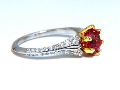 AIGS Certified 1.07ct Natural Pink No Heat Ruby Diamonds Ring 14 Karat *v