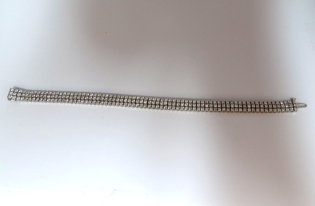 5.50ct natural round brilliant diamonds three row tennis bracelet 14kt gold *v