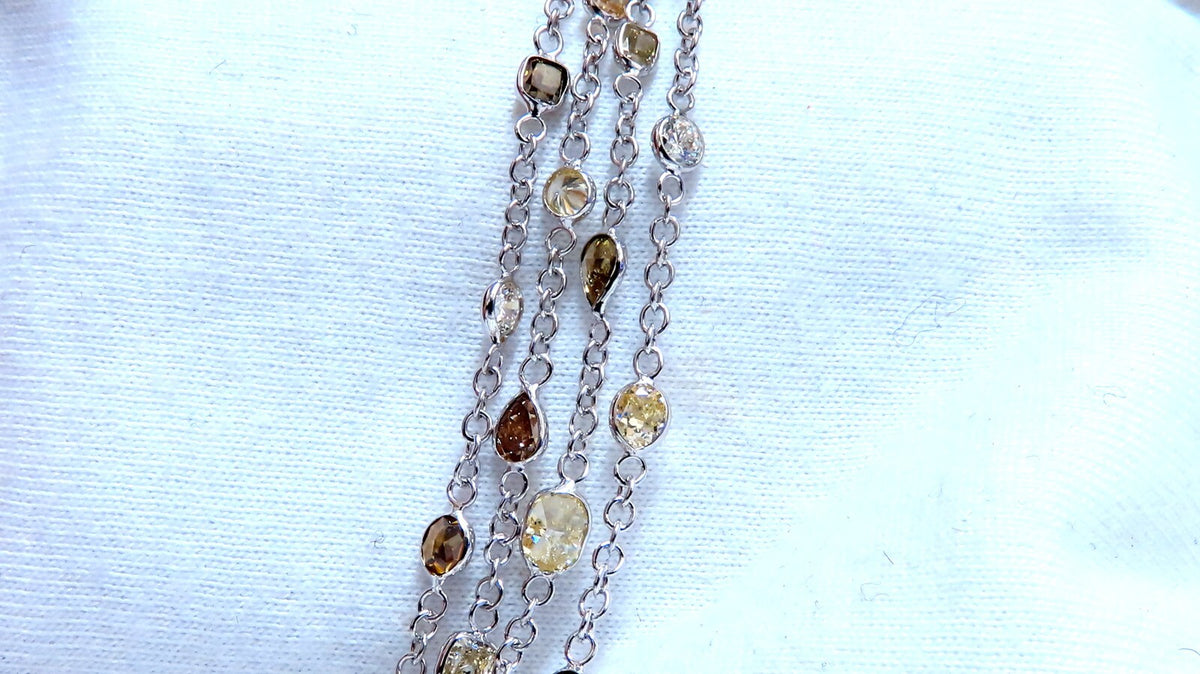 28.18ct Natural Multicolored Fancy Colored Diamonds Yard Necklace 18kt *v
