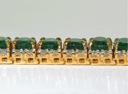 27.65 Carat Natural Vivid Green Emerald Diamond Bracelet F/VS 14kt Ref 12324 *v
