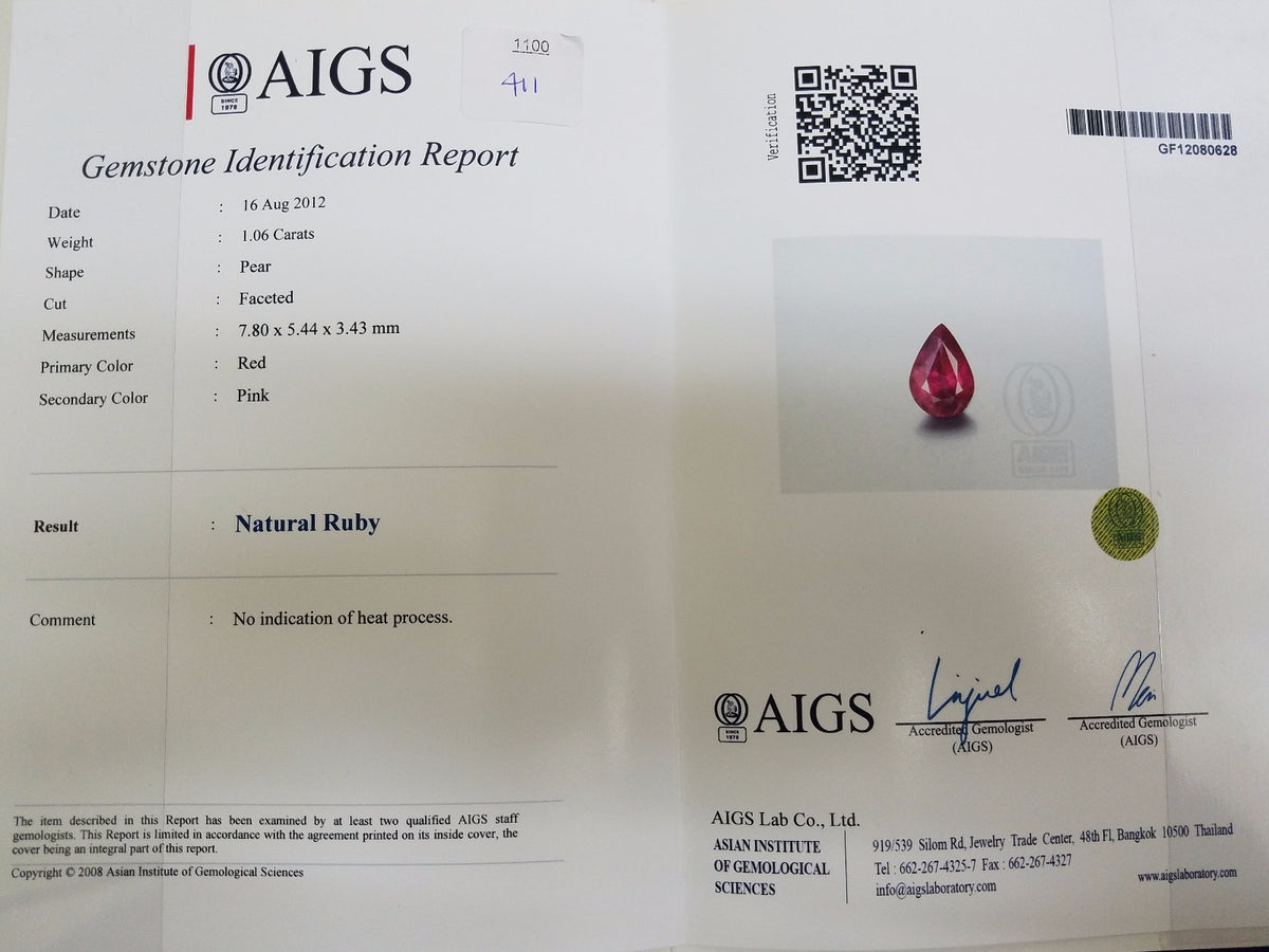 AIGS Certified 2.16ct Natural No Heat Ruby Diamonds ring 14kt SPlit Shank *v