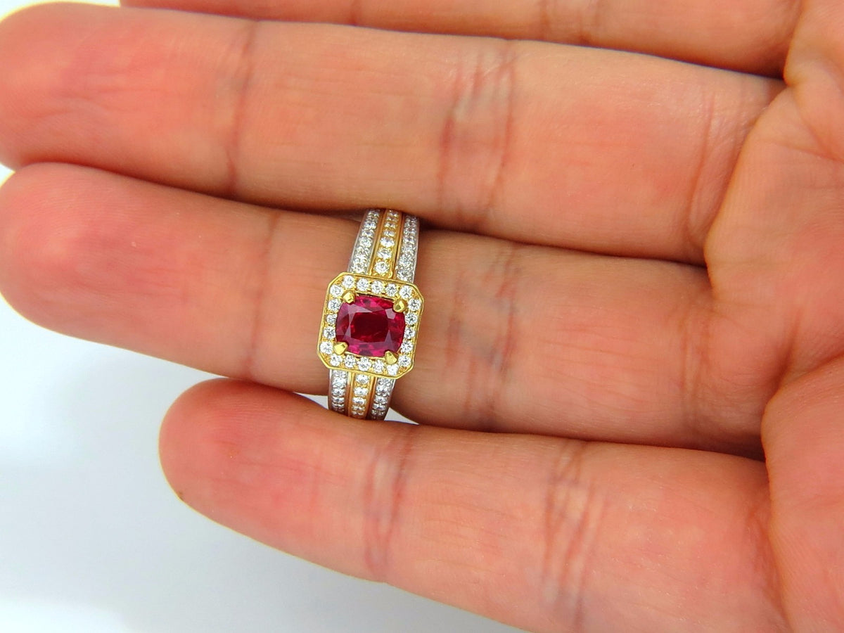 Rare GIA Burma Pigeon Blood 1.14ct vivid red ruby diamonds ring 14kt *v
