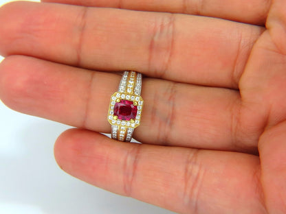 Rare GIA Burma Pigeon Blood 1.14ct vivid red ruby diamonds ring 14kt *v