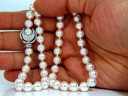 GIA Certified 53 Natural Akoya Pearls Necklace Saltwater Pinctada Fucata 18kt *v
